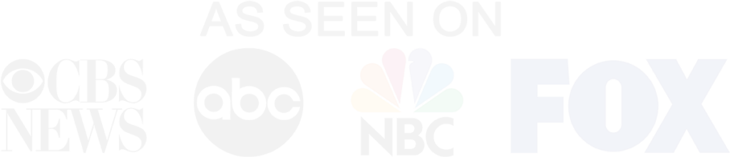 Logos of major news networks on a white background: CBS News, ABC, NBC, Fox. Each logo is distinct, representing its respective media outlet.