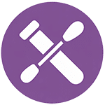 A white icon of a test tube and a cotton swab crossed over each other, set against a solid purple circular background, representing Mobile DNA And Drug Testing services.