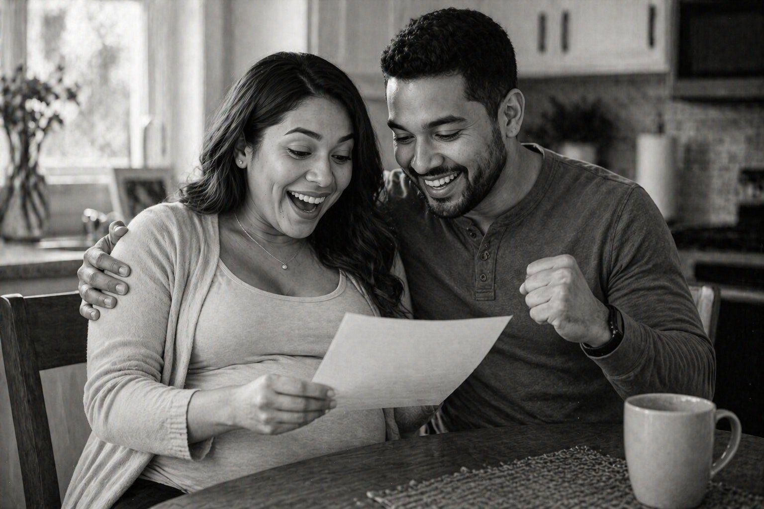 Couple celebrating gender reveal DNA results — Odosek Lab Solutions Columbia SC