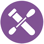 A white icon of a test tube and a cotton swab crossed over each other, set against a solid purple circular background, representing Mobile DNA And Drug Testing services.